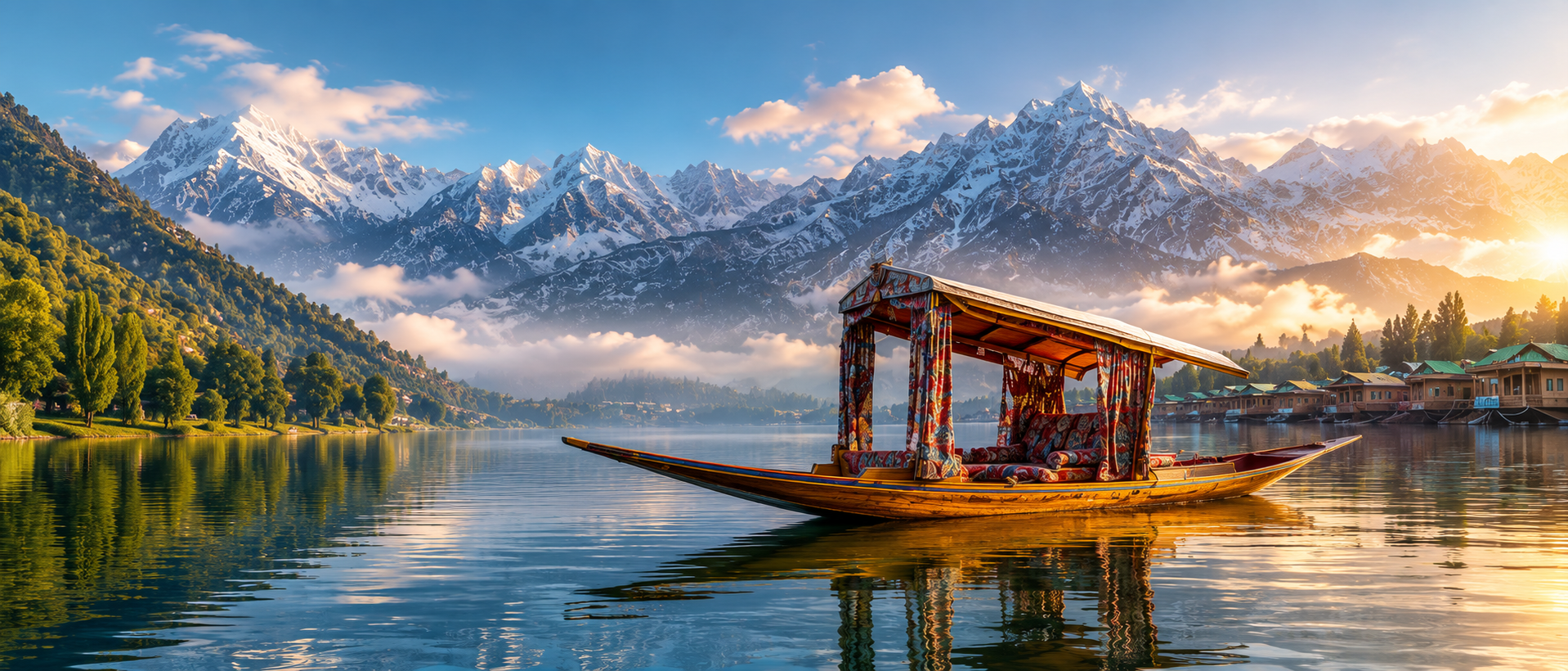 Kashmir lake and mountain hero